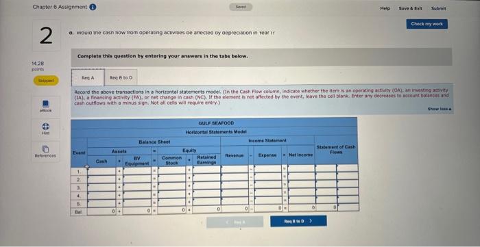 point Skipped eBook H References Exercise 6-7A (Algo) Effect of depreciation on