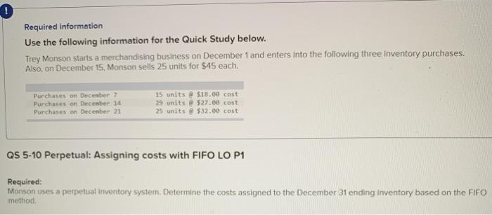Required information Use the following information for the Quick Study below. Trey