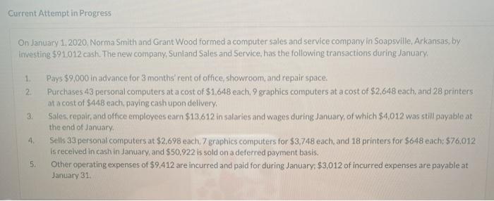 Current Attempt in Progress On January 1, 2020, Norma Smith and Grant