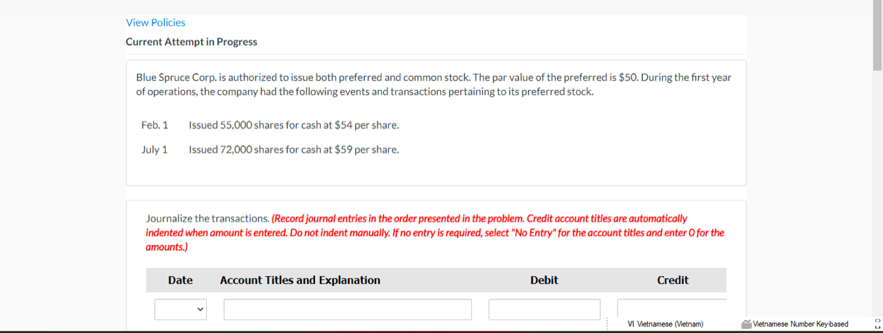 View Policies Current Attempt in Progress Blue Spruce Corp. is authorized to