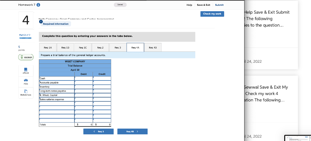following ies to the question... April 2 April 3 (a) April 3