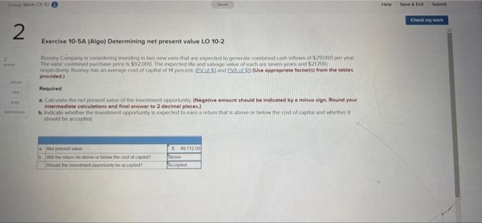 Group Wark Ch 10 2 Savet THE Exercise 10-5A (Algo) Determining net