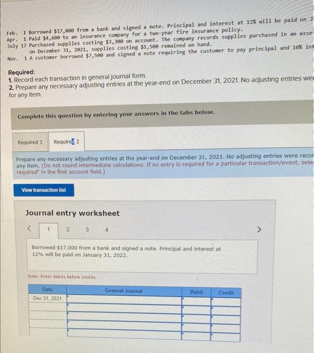 (Algo) External transactions and adjusting entries [LO2-3, 2-6] The following transactions occurred