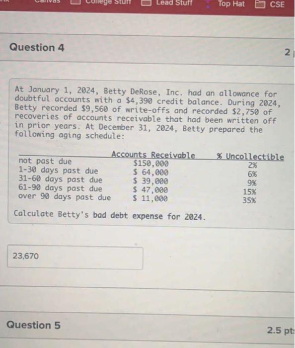 Question 4 ege Lead Stuff Top Hat CSE At January 1, 2024,