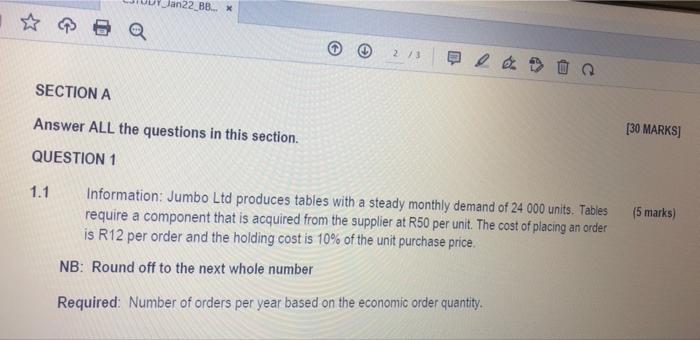 Jan22 BB x Q. 2 13 SECTION A Answer ALL the questions