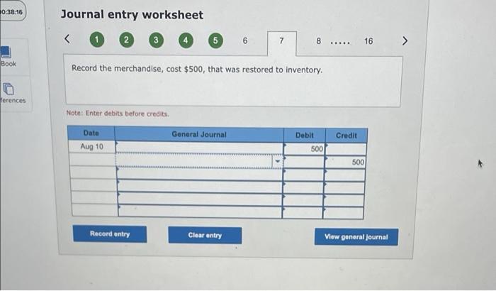 for example, record the purchase on August 1 in Accounts Payable-Aron. Aug.