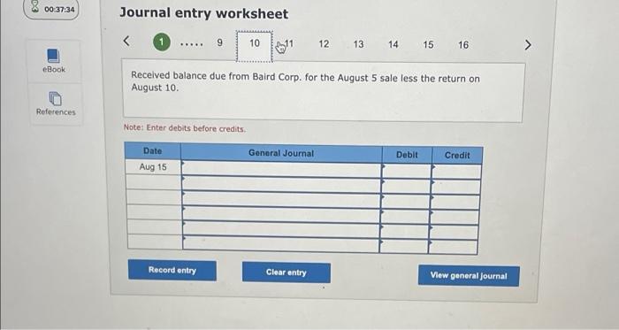 Baird Corp. for $3,500 under credit terms of 2/10, n/60, FOB destination,