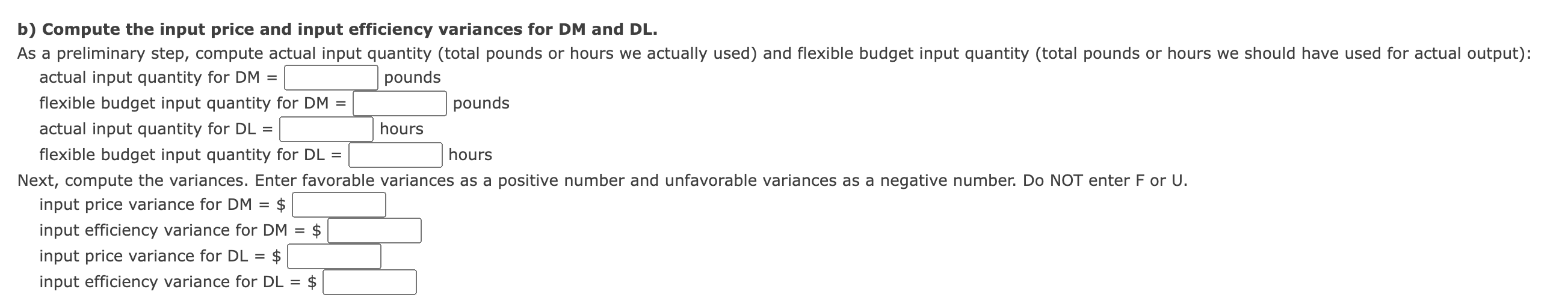 data for direct materials and labor are as follows: Budgeted Actual $1.75