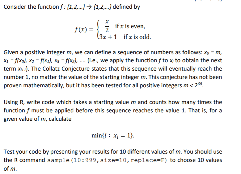 Consider the function f: {1,2,...} {1,2,...} defined by x f(x) = if