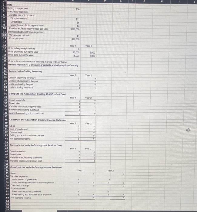 create your own worksheet version of the Review Problem in the text