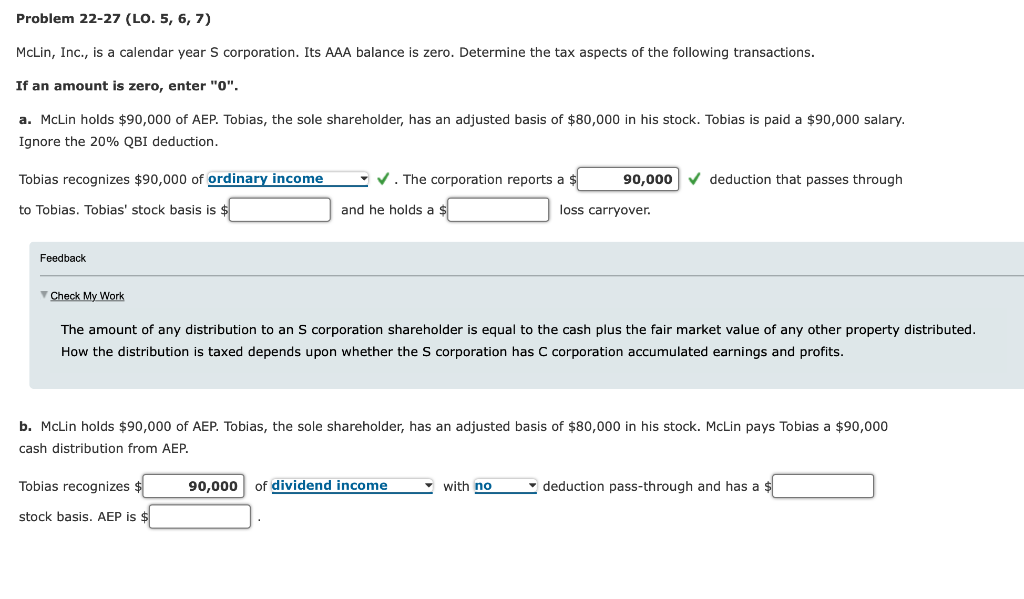 Problem 22-27 (LO. 5, 6, 7) McLin, Inc., is a calendar year