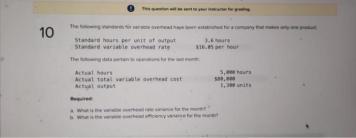 10 This question will be sent to your instructor for grading. The