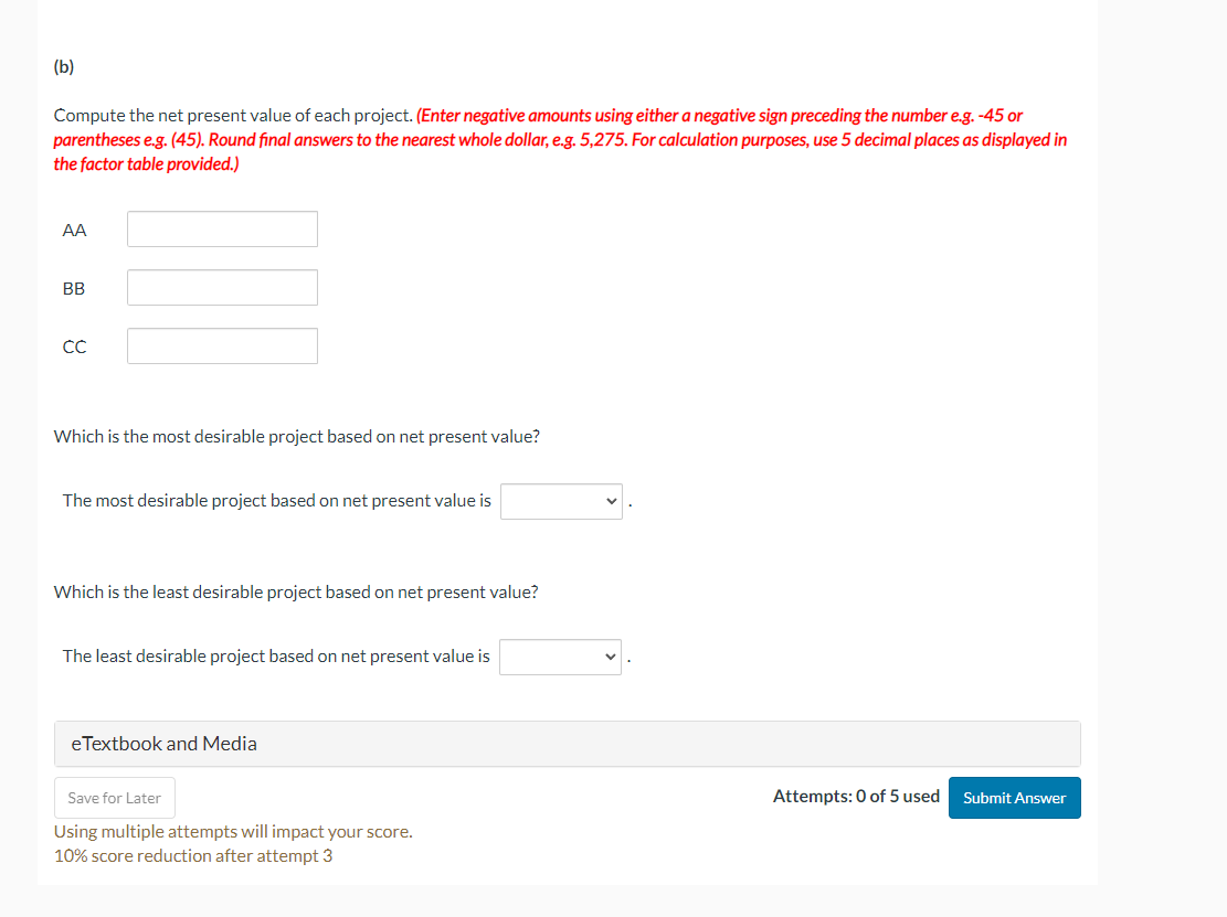 projects, each requiring an equipment investment of $24,420. Each project will last