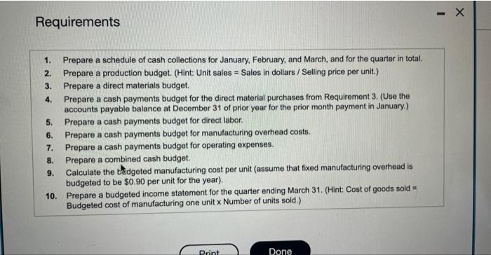 collections for January, February, and March, and for the quarter in total