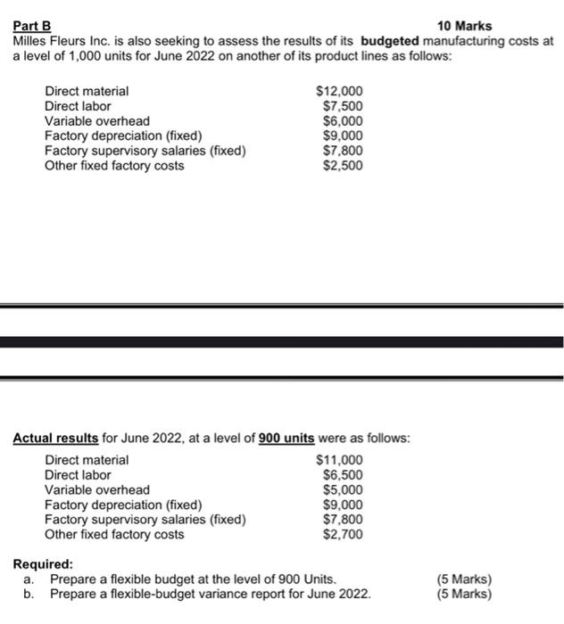 Part B 10 Marks Milles Fleurs Inc. is also seeking to assess