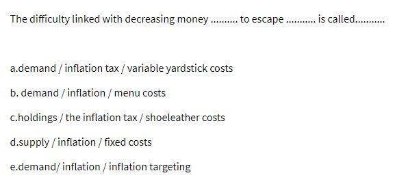 The difficulty linked with decreasing money to escape. ... is called.......... a.demand/