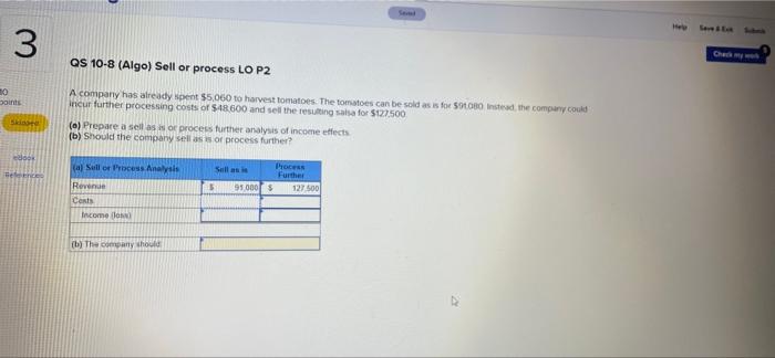 3 QS 10-8 (Algo) Sell or process LO P2 points Skinsee Sed