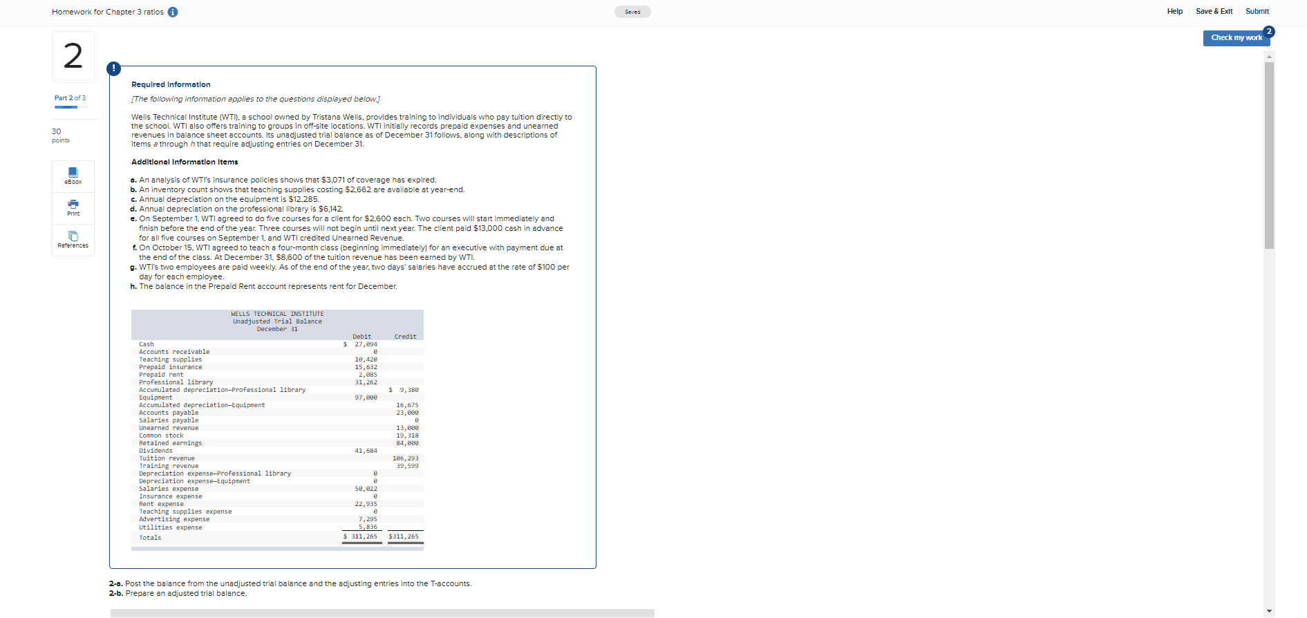 Homework for Chapter 3 ratios 2 Required Information Part 2 of 3