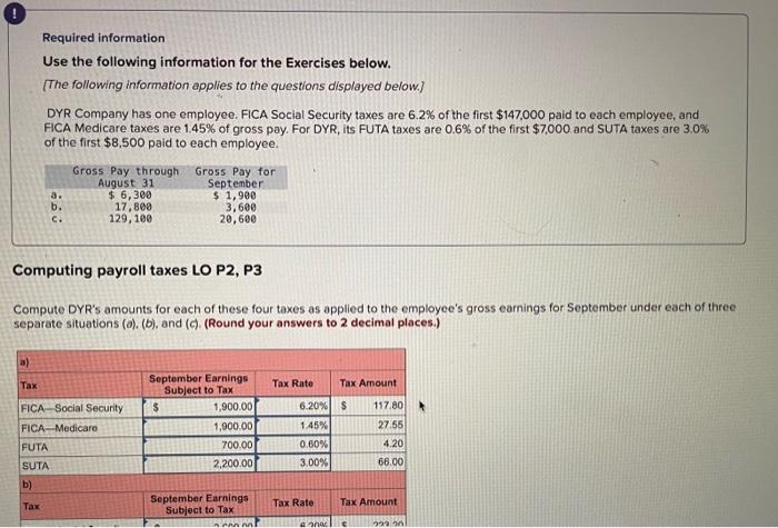 Required information Use the following information for the Exercises below. [The following