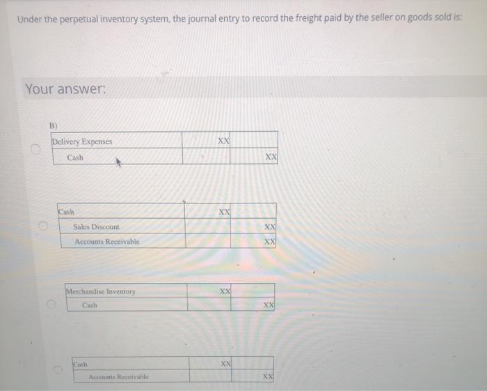 Under the perpetual inventory system, the journal entry to record the freight