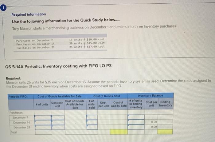 Required information Use the following information for the Quick Study below..... Trey