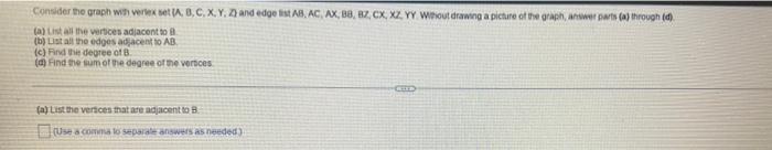 Consider the graph with vertex set (A, B, C, X, Y, Z)