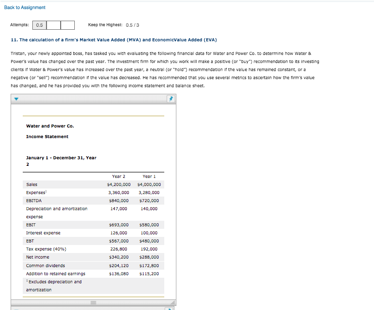 Back to Assignment Attempts: 0.5 Keep the Highest: 0.5/3 11. The calculation