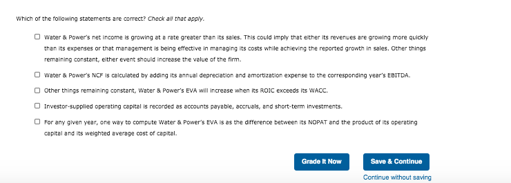 data for Water and Power Co. to determine how Water & Power's