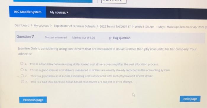IMC Moodle System My courses Dashboard > My courses > Top Master