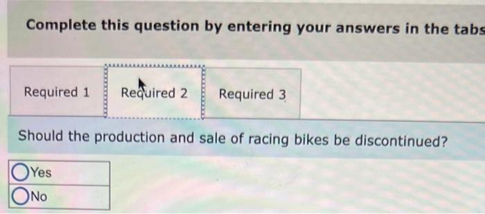 mountain bike, and a racing bike. Data on sales and expenses for