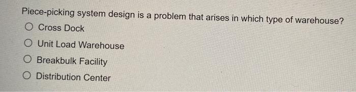 Piece-picking system design is a problem that arises in which type of