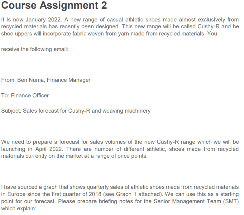 Course Assignment 2 It is now January 2022. A new range of