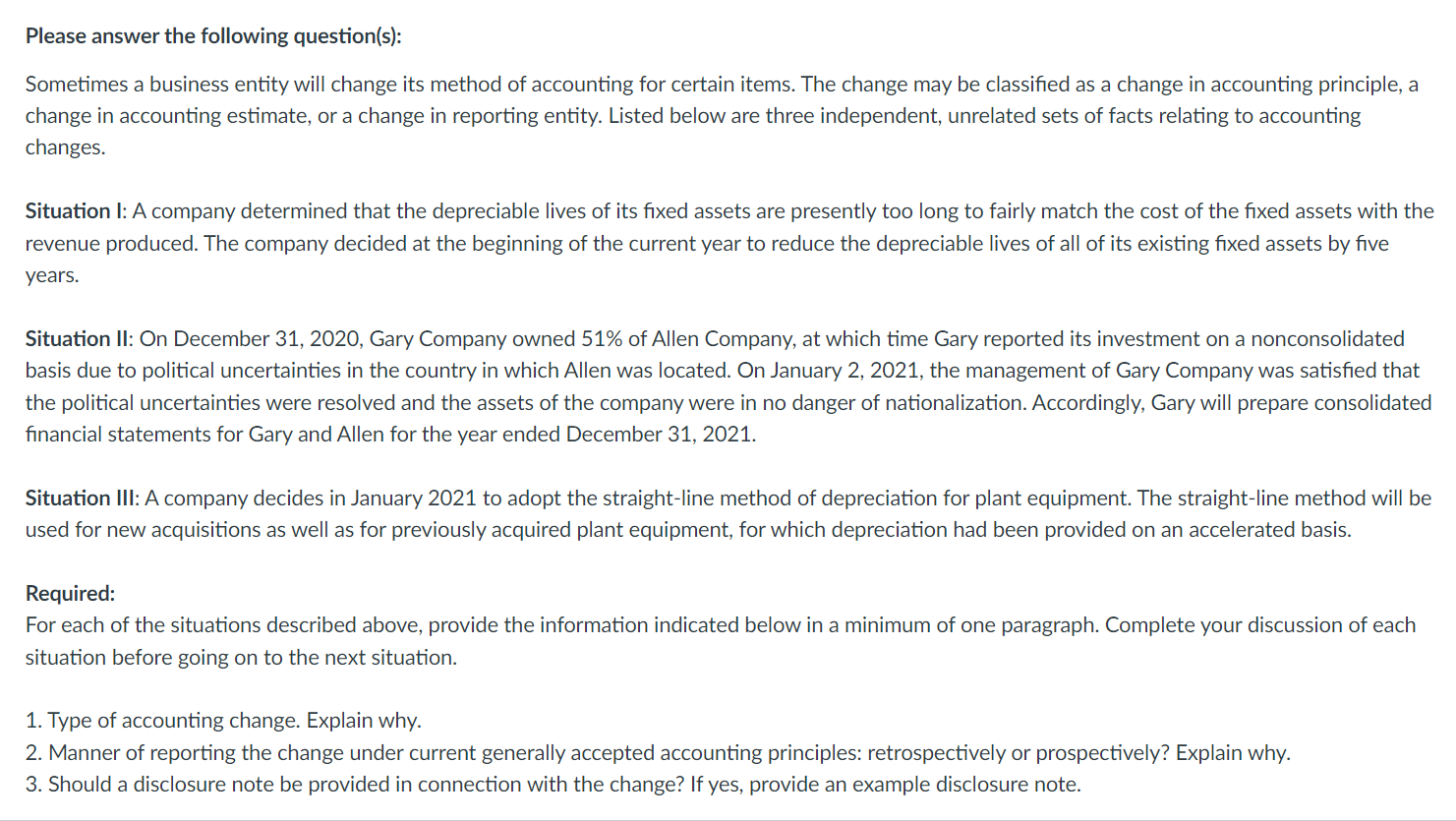 Please answer the following question(s): Sometimes a business entity will change its