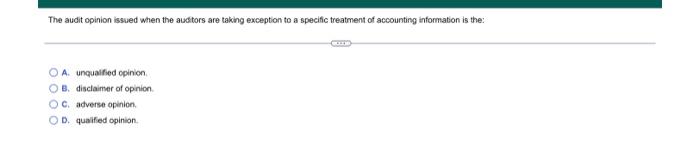 The audit opinion issued when the auditors are taking exception to a
