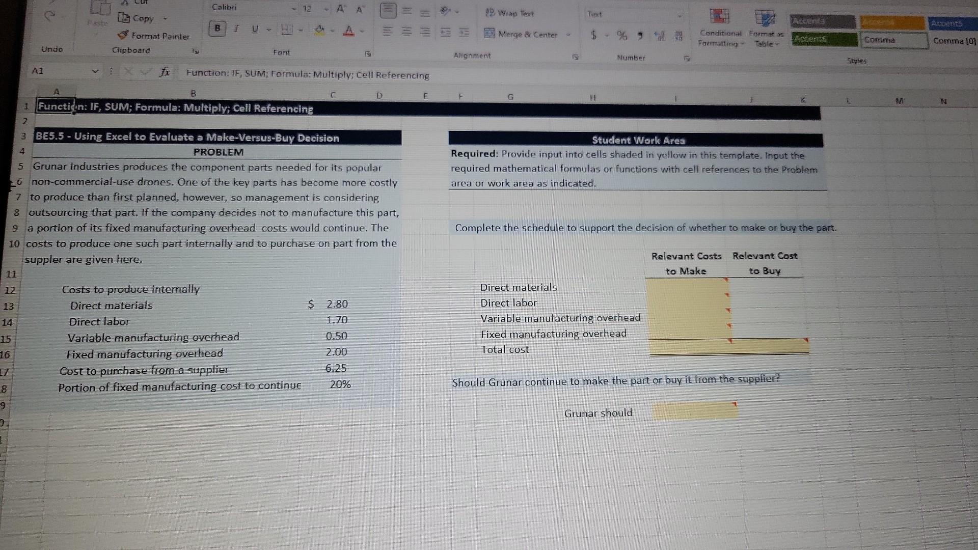 1 Functions: SLOPE, INTERCEPT; Cell Referencing 2 3 E3.9- Using Excel to