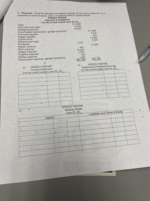 C. Required: Using the adjusted trial balance, prepare (a) an income statement.