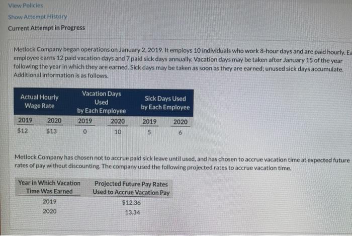 View Policies Show Attempt History Current Attempt in Progress Metlock Company began