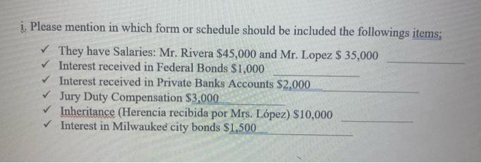 . Please mention in which form or schedule should be included the