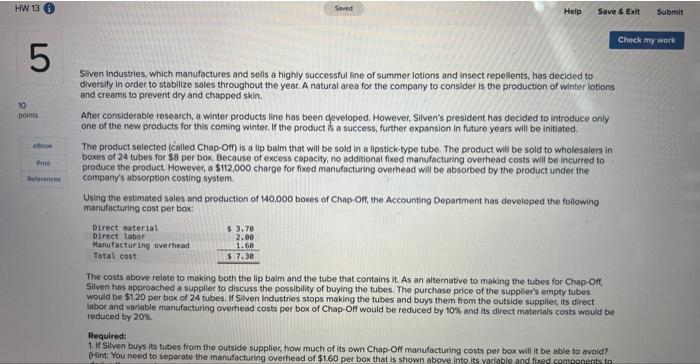 HW 13 10 5 points Prim References Saved Help Save & Exit