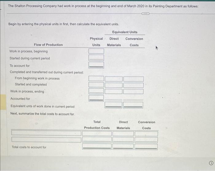 icon to view the work-in-process information) The company completed 50,000 units during