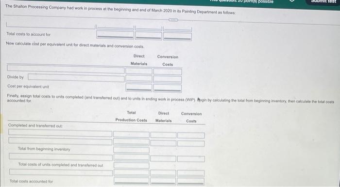 March. Manufacturing costs incurred during March were direct materials costs of $220,000