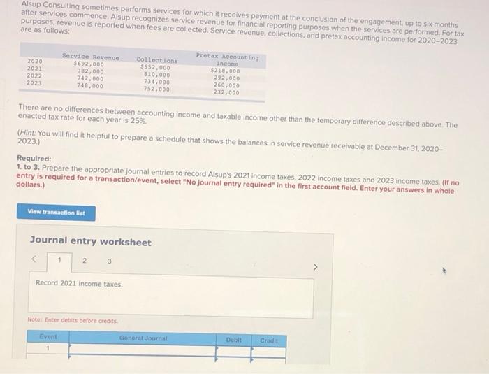 Alsup Consulting sometimes performs services for which it receives payment at the