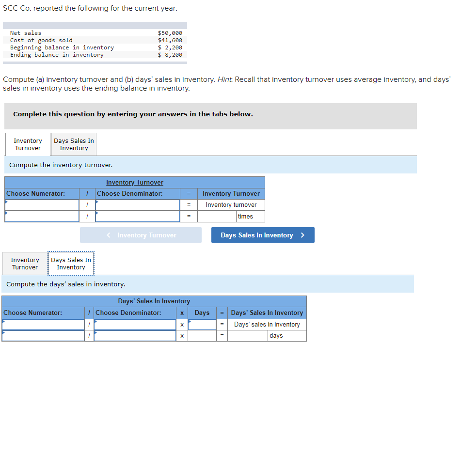 SCC Co. reported the following for the current year: Net sales Cost
