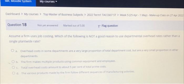 IMC Moodle System My courses Dashboard > My courses > Top Master