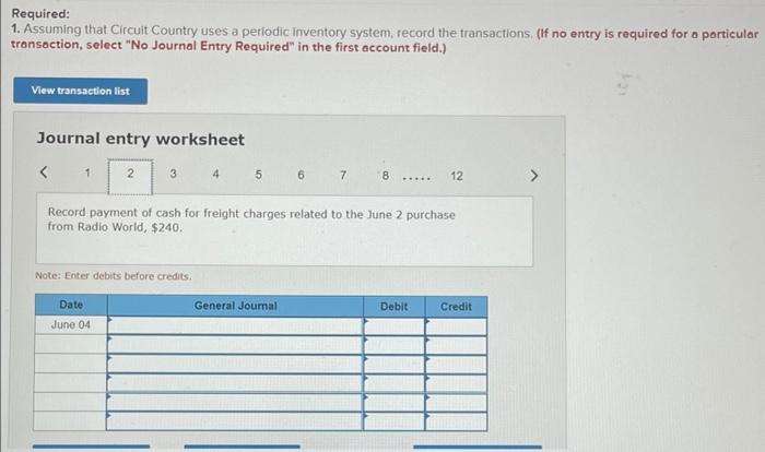 questions displayed below.] At the beginning of June, Circuit Country has a