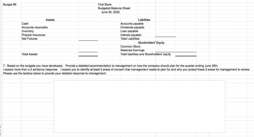 your budgets. You must use this worksheet to reference the data that