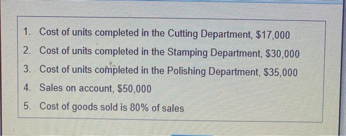 Units move through the processes in this order cutting, stamping, and then