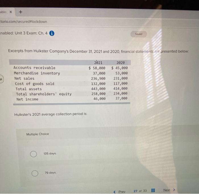 able: x + ctorio.com/secured #lockdown Enabled: Unit 3 Exam: Ch. 4 Saved