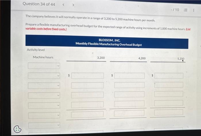 overhead based on machine hours. Variable manufacturing overhead costs per machine hour