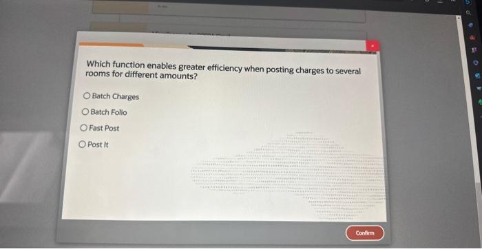 Which function enables greater efficiency when posting charges to several rooms for